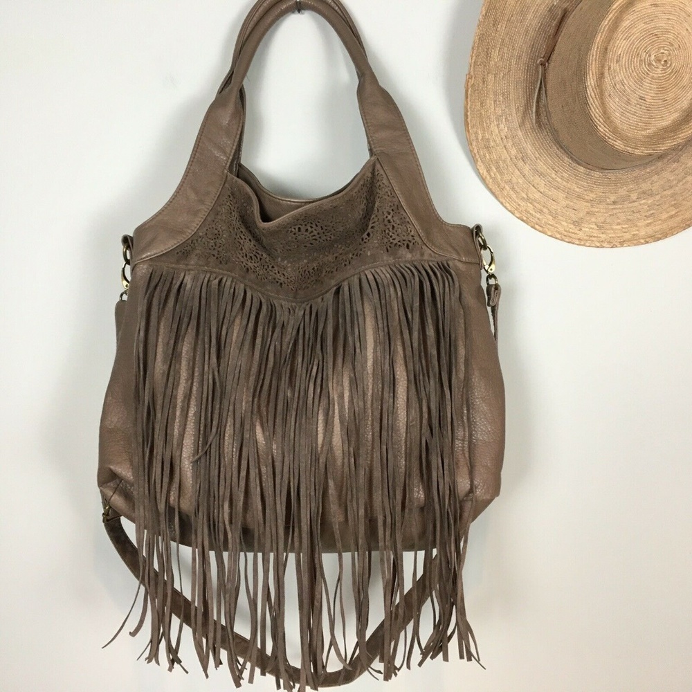 Fringe Hobo Bag in Taupe - Stylish Everyday Shoulder Bag
